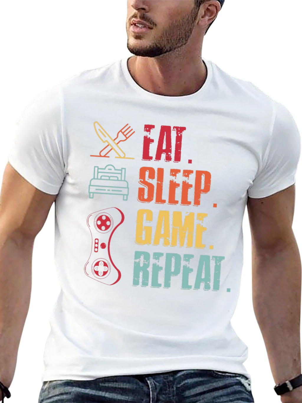 Eat Sleep Game Repeat T-Shirt Gamer Gift