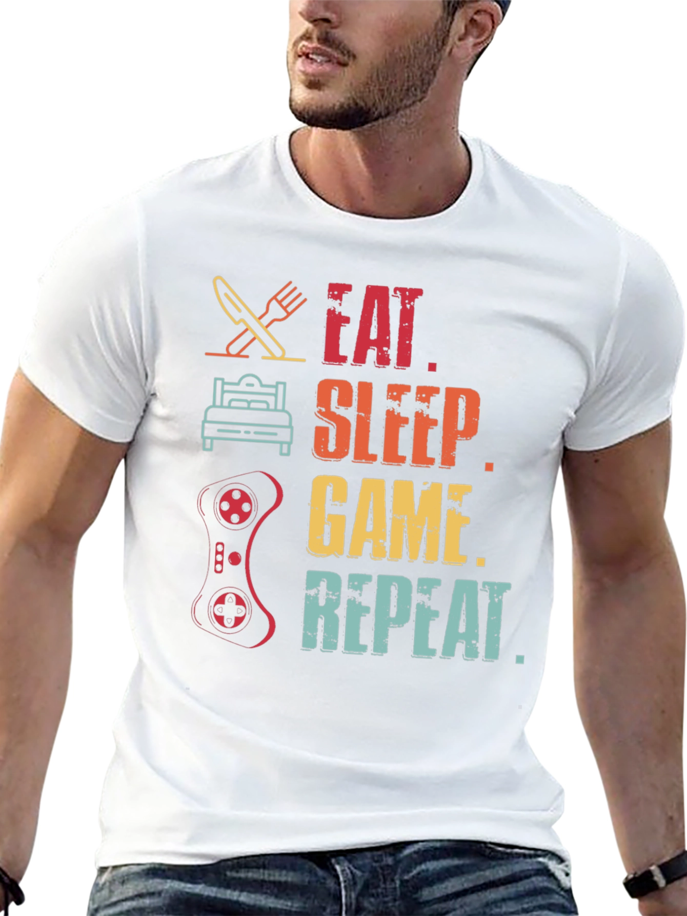Eat Sleep Game Repeat T-Shirt Gamer Gift