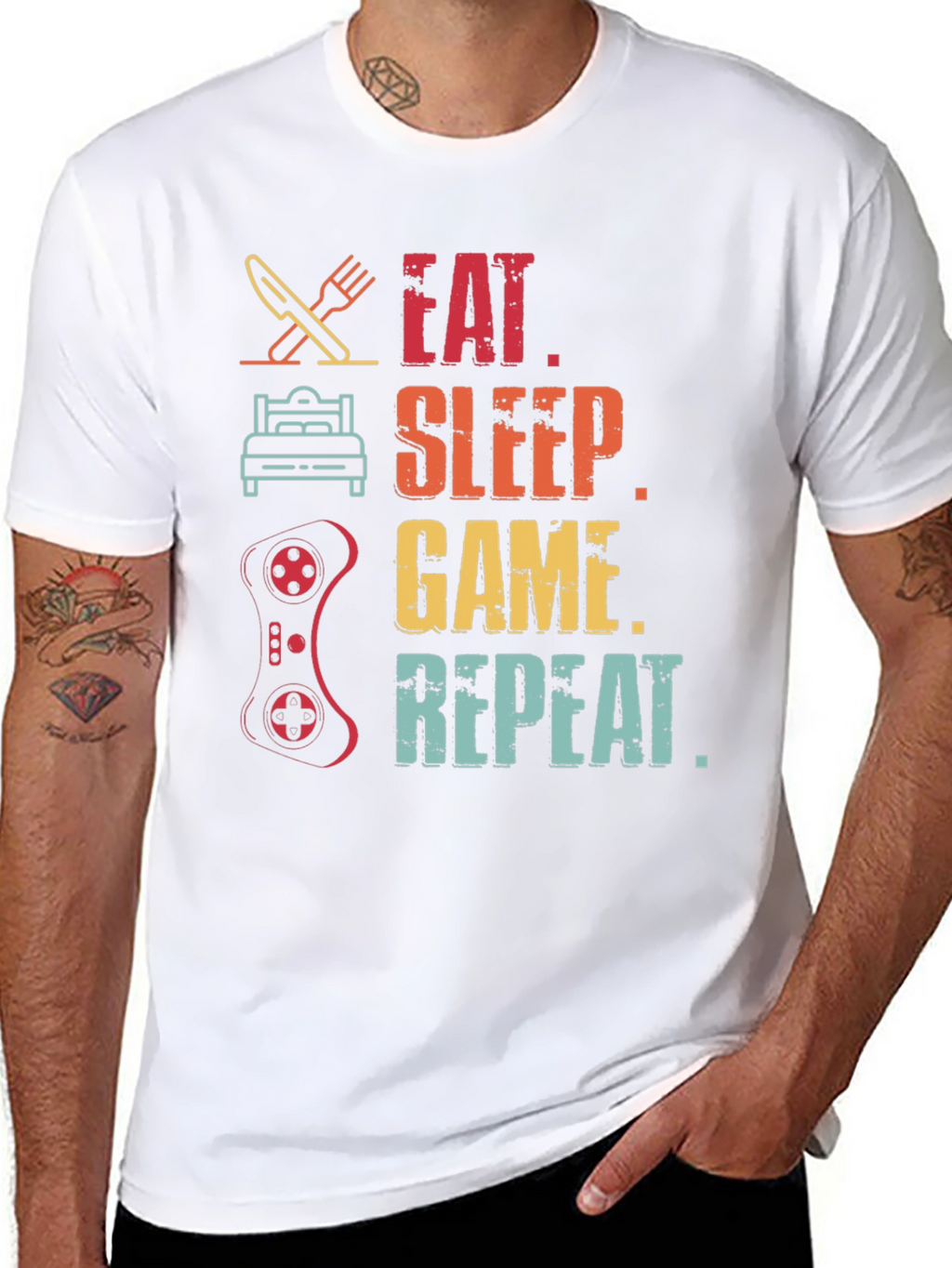 Eat Sleep Game Repeat T-Shirt Gamer Gift