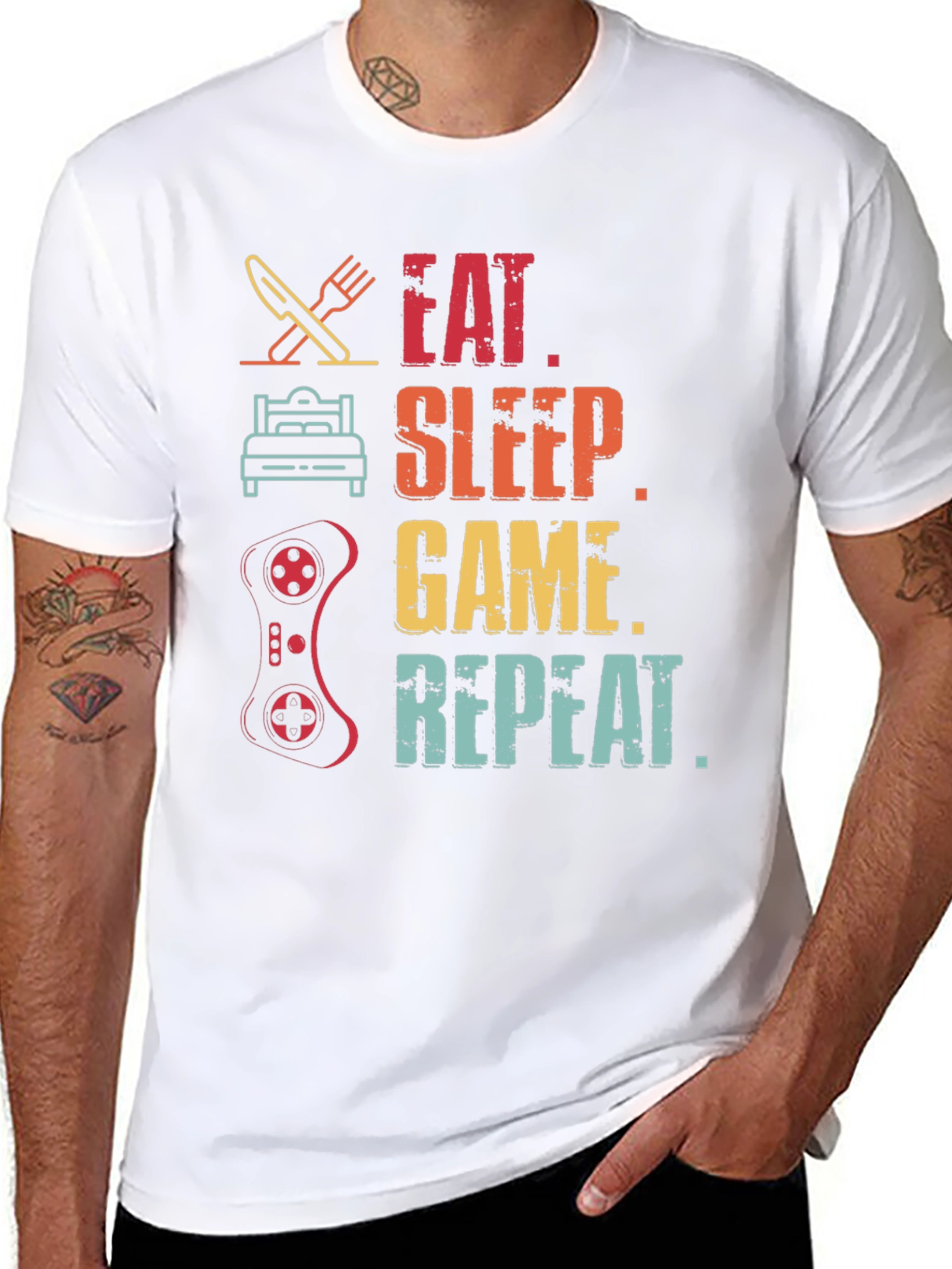 Eat Sleep Game Repeat T-Shirt Gamer Gift