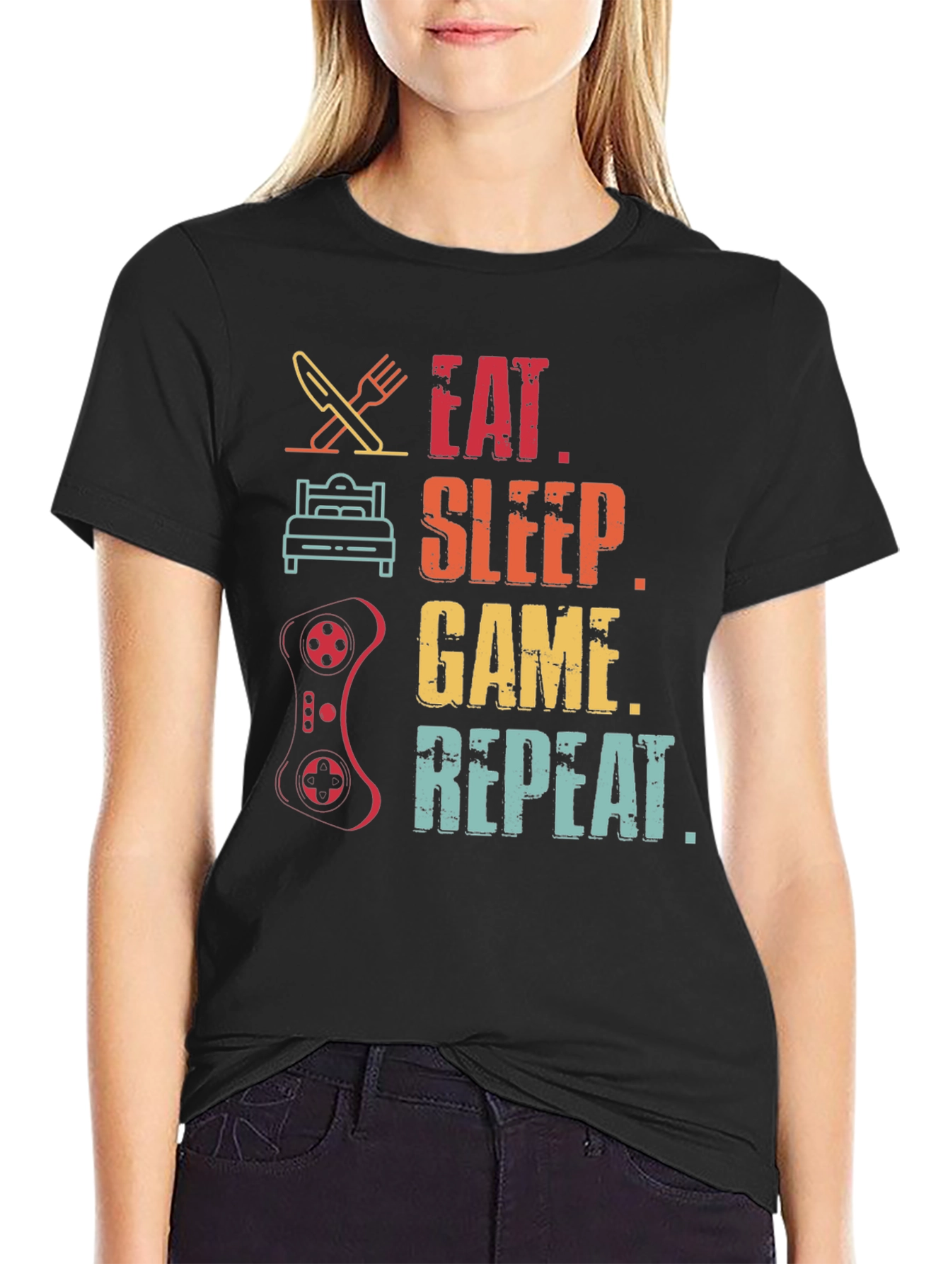 Eat Sleep Game Repeat T-Shirt Gamer Gift