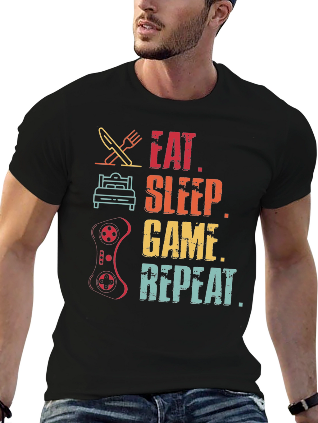 Eat Sleep Game Repeat T-Shirt Gamer Gift