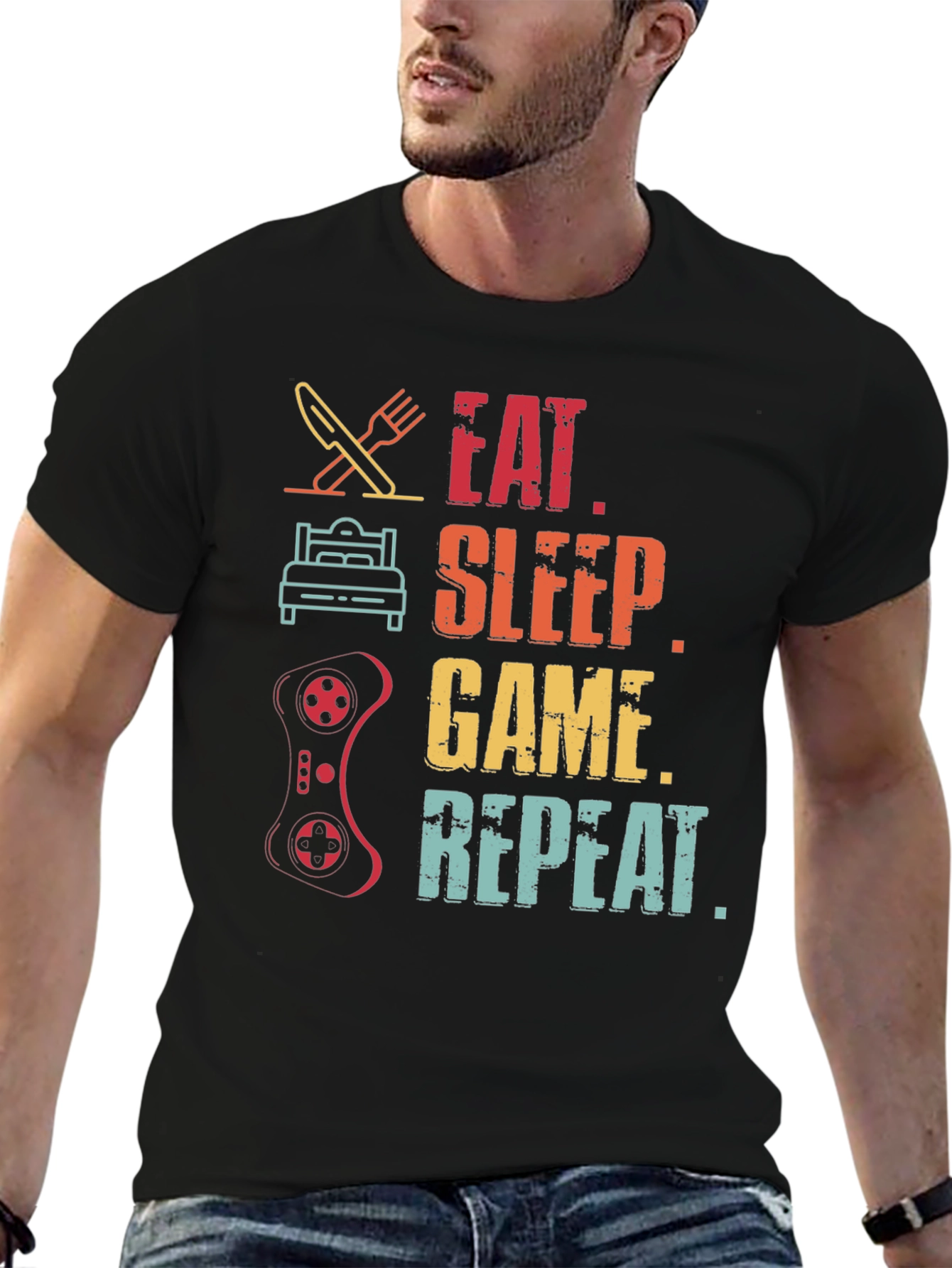 Eat Sleep Game Repeat T-Shirt Gamer Gift