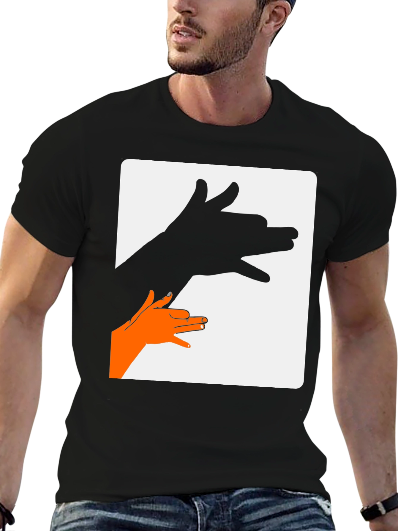 Shadow Puppet Dog Graphic Tee - Black Cotton T-Shirt