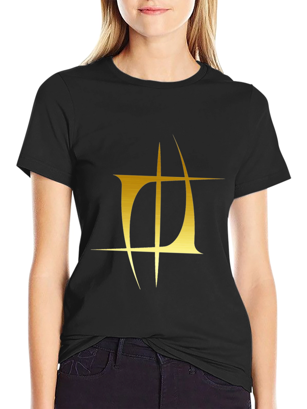Mens Black T-Shirt with Gold Graphic Design