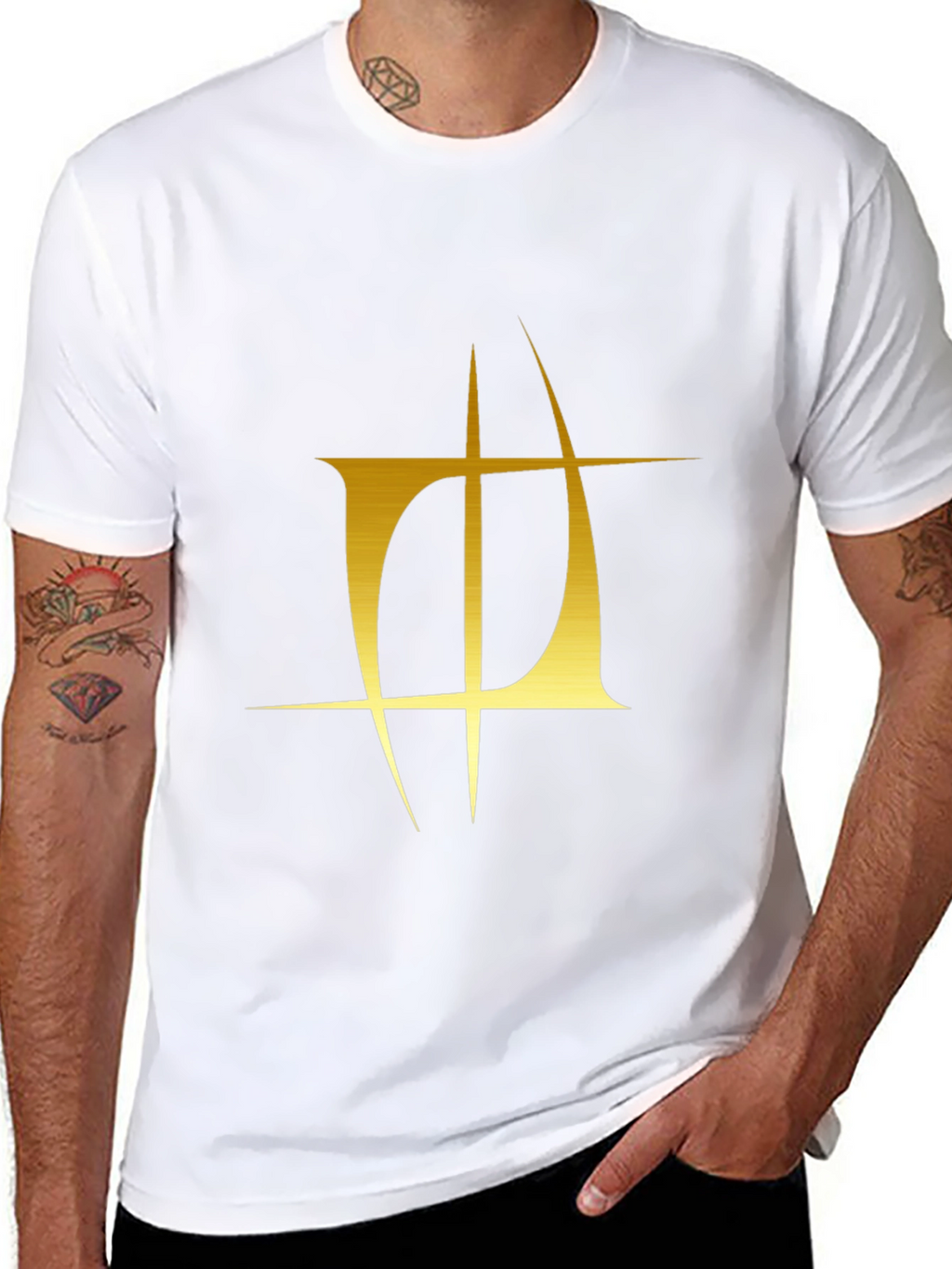 Mens Black T-Shirt with Gold Graphic Design