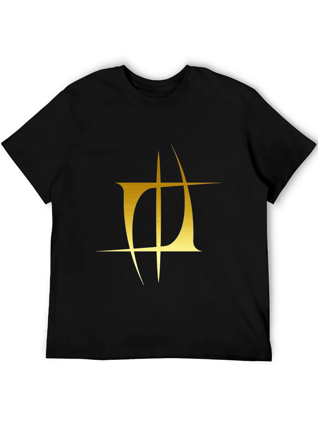 Mens Black T-Shirt with Gold Graphic Design