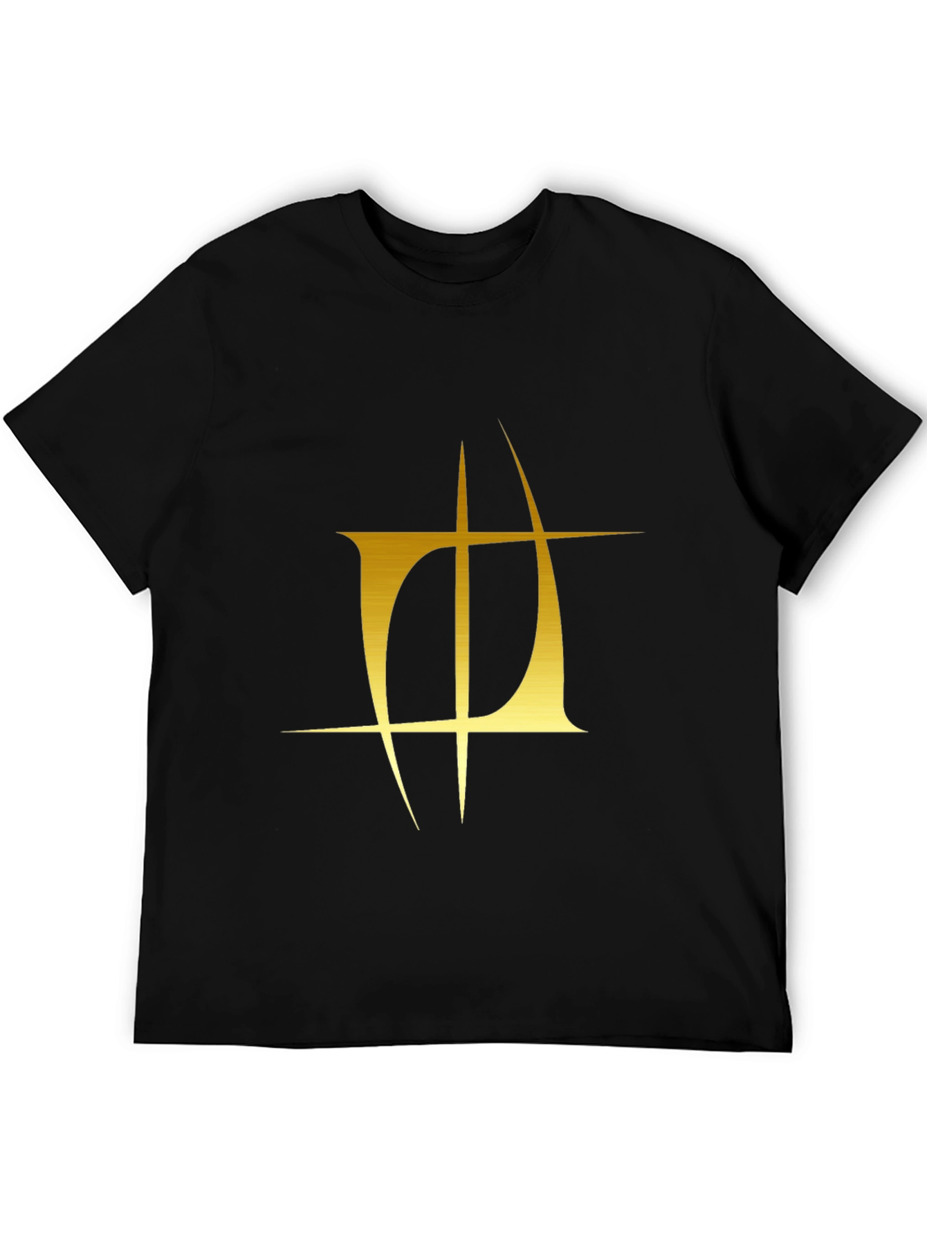 Mens Black T-Shirt with Gold Graphic Design