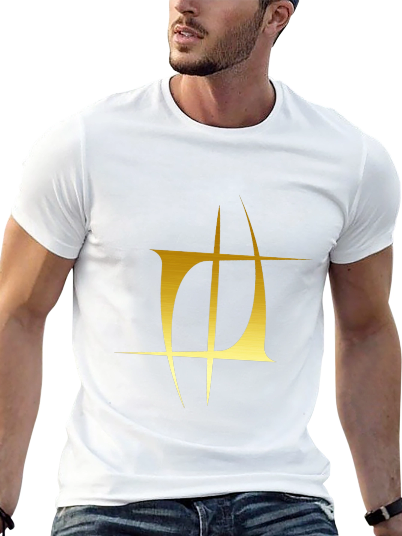 Mens Black T-Shirt with Gold Graphic Design