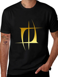 Mens Black T-Shirt with Gold Graphic Design