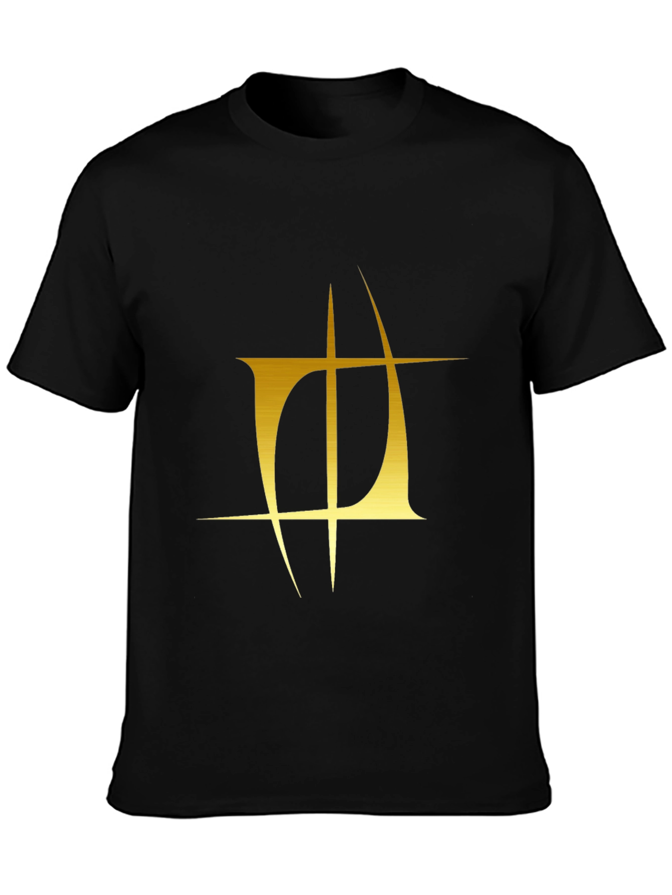 Mens Black T-Shirt with Gold Graphic Design