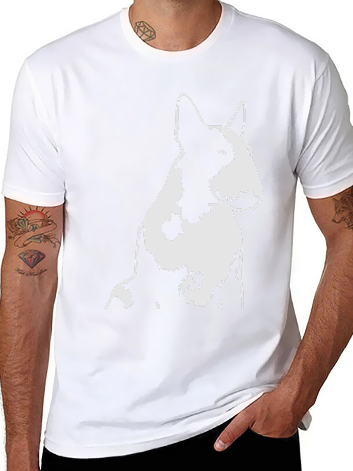 Bull Terrier Graphic Tee - Black Cotton T-Shirt