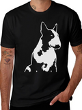 Bull Terrier Graphic Tee - Black Cotton T-Shirt