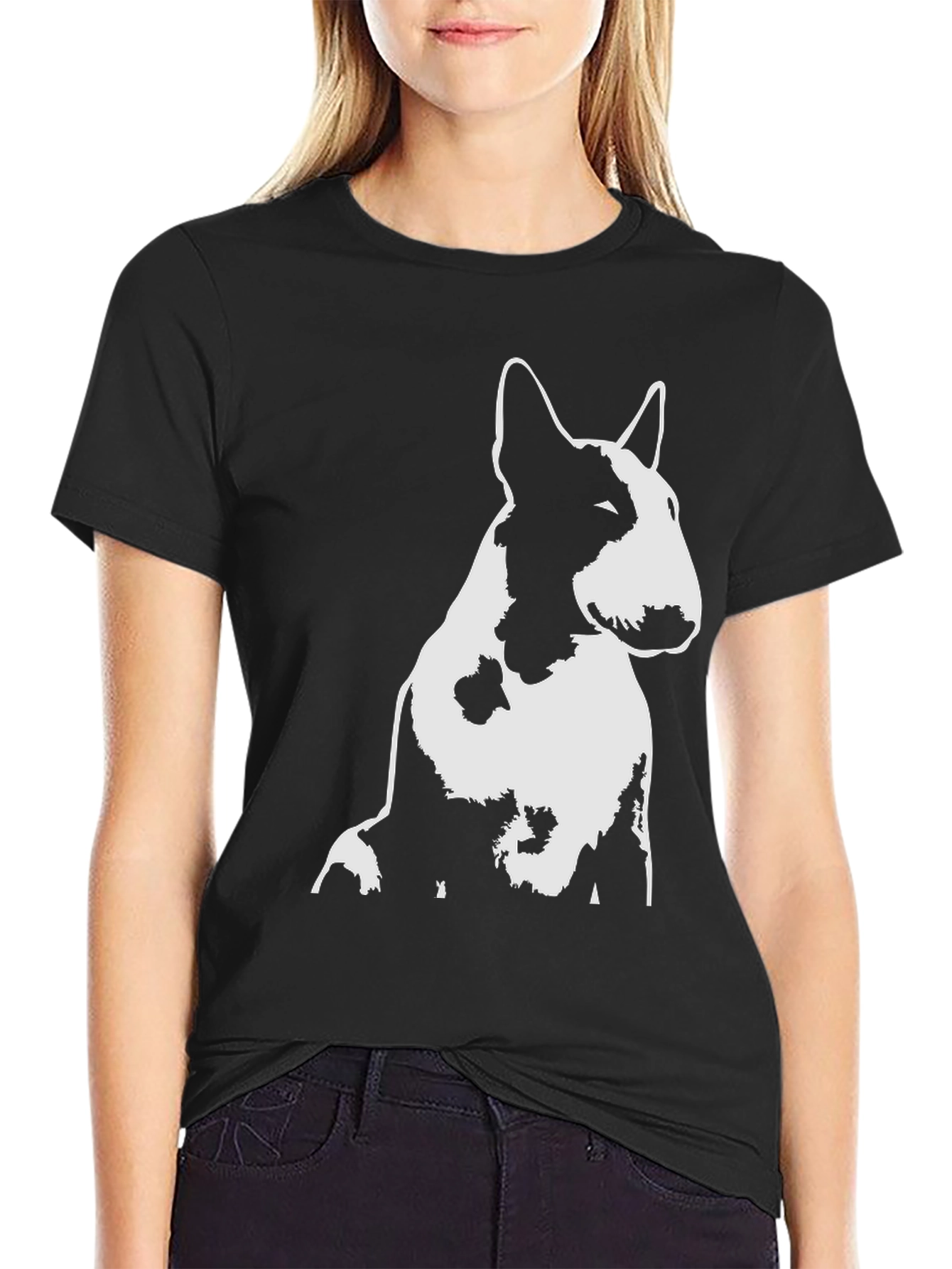Bull Terrier Graphic Tee - Black Cotton T-Shirt