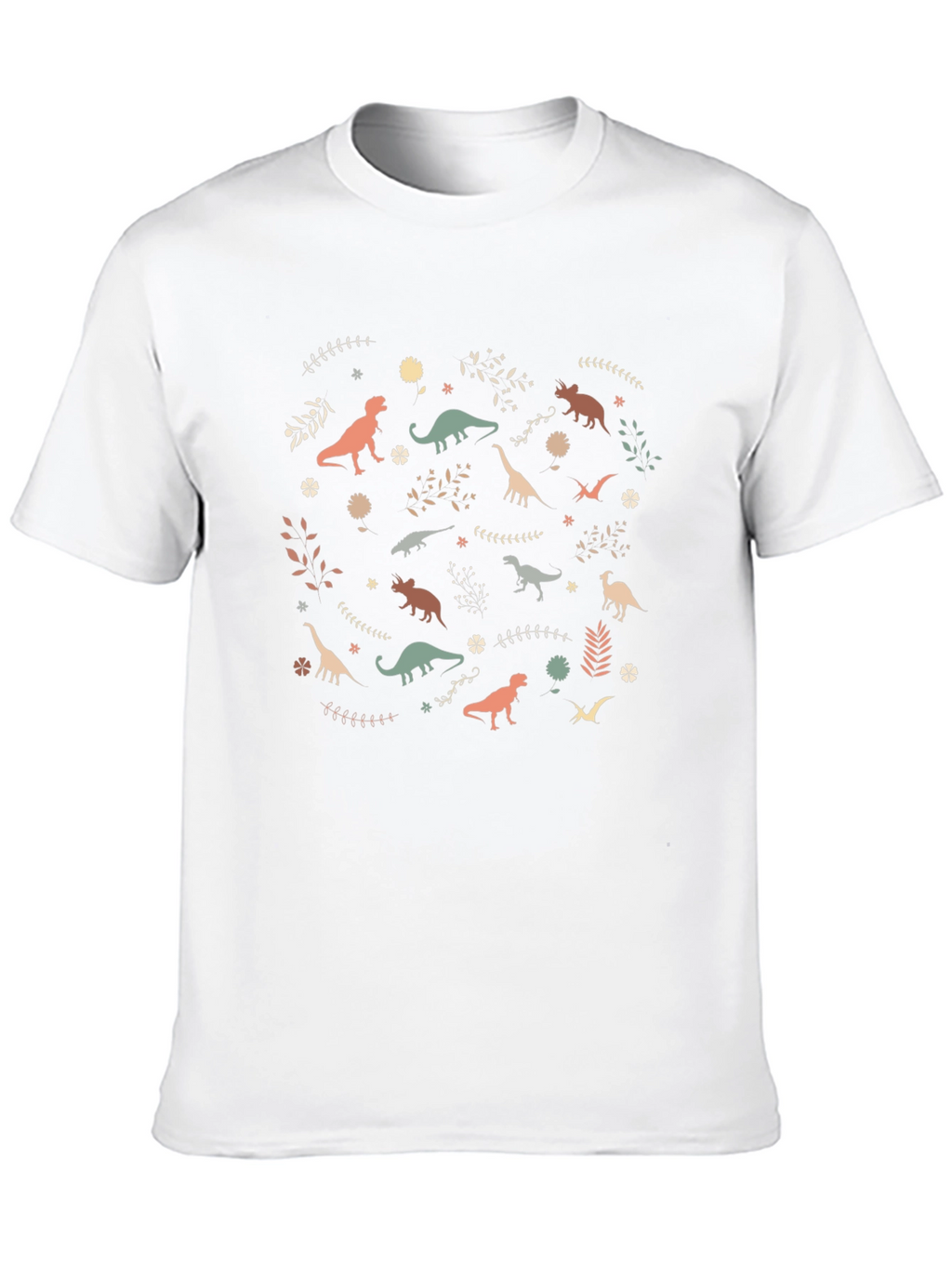 Dinosaur Pattern Black Cotton T-Shirt