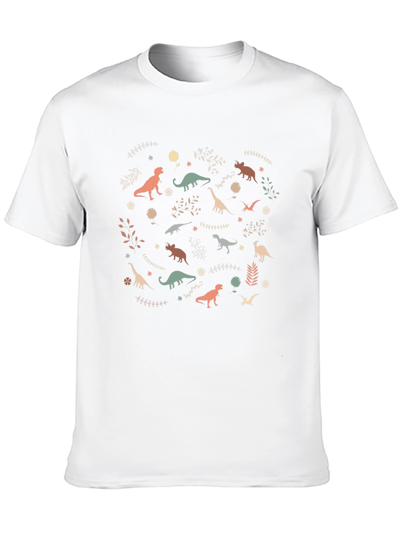 Dinosaur Pattern Black Cotton T-Shirt