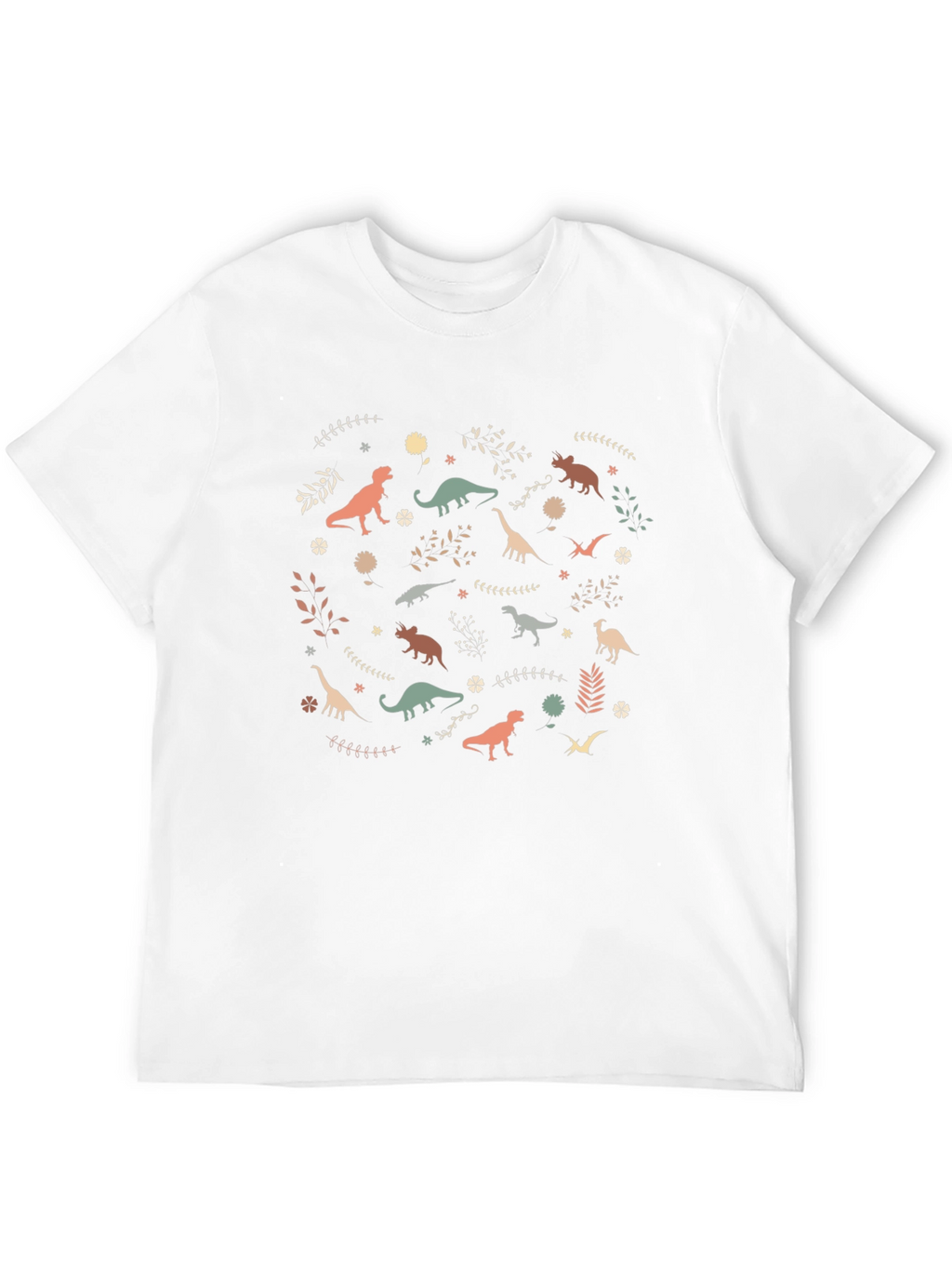 Dinosaur Pattern Black Cotton T-Shirt