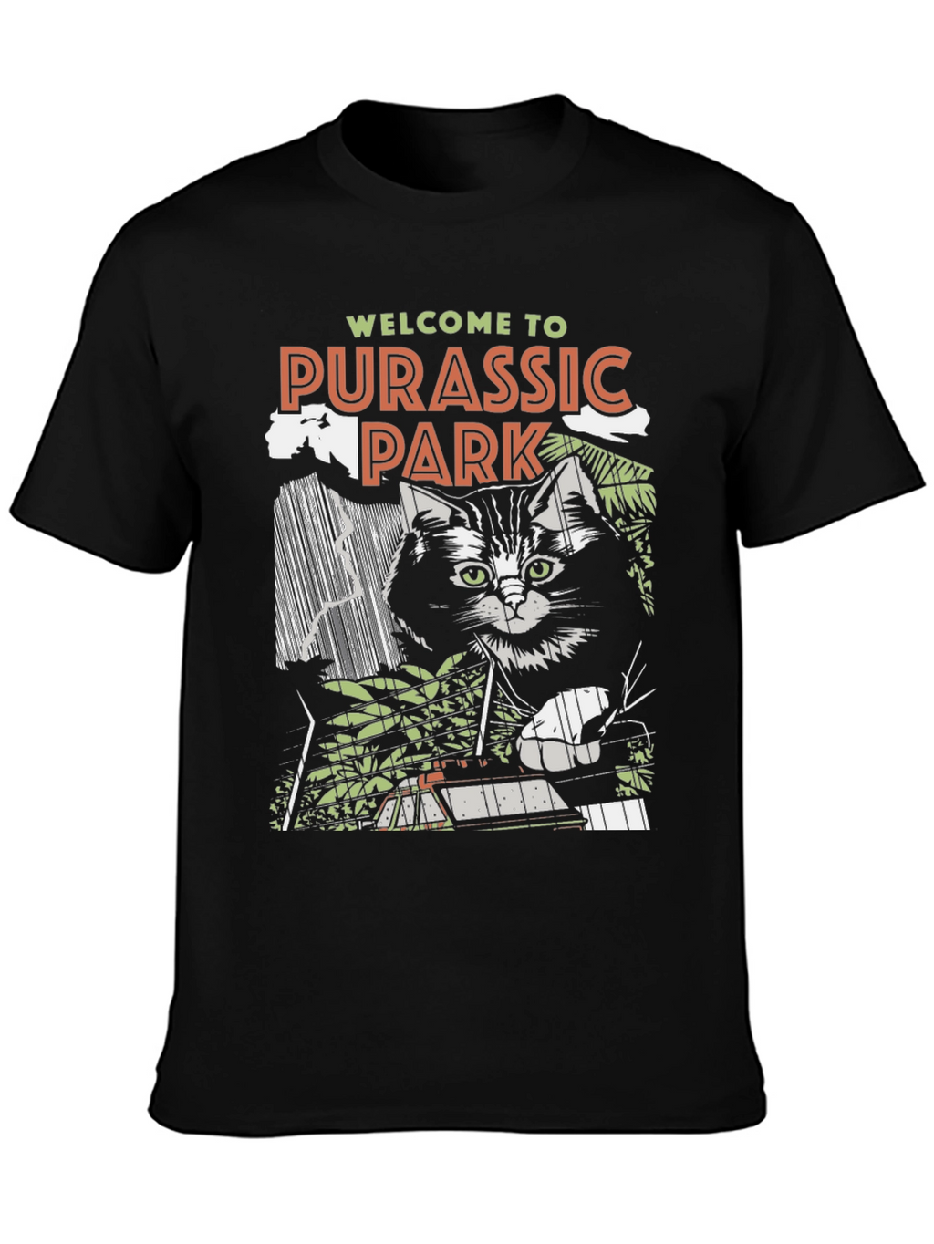 Purassic Park Black Graphic T-Shirt - Cat Lover Tee