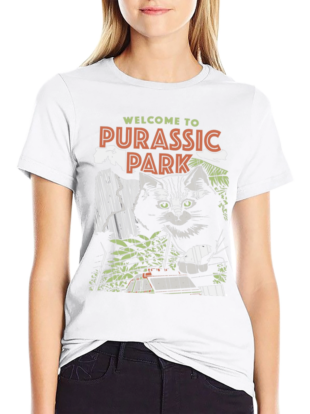 Purassic Park Black Graphic T-Shirt - Cat Lover Tee