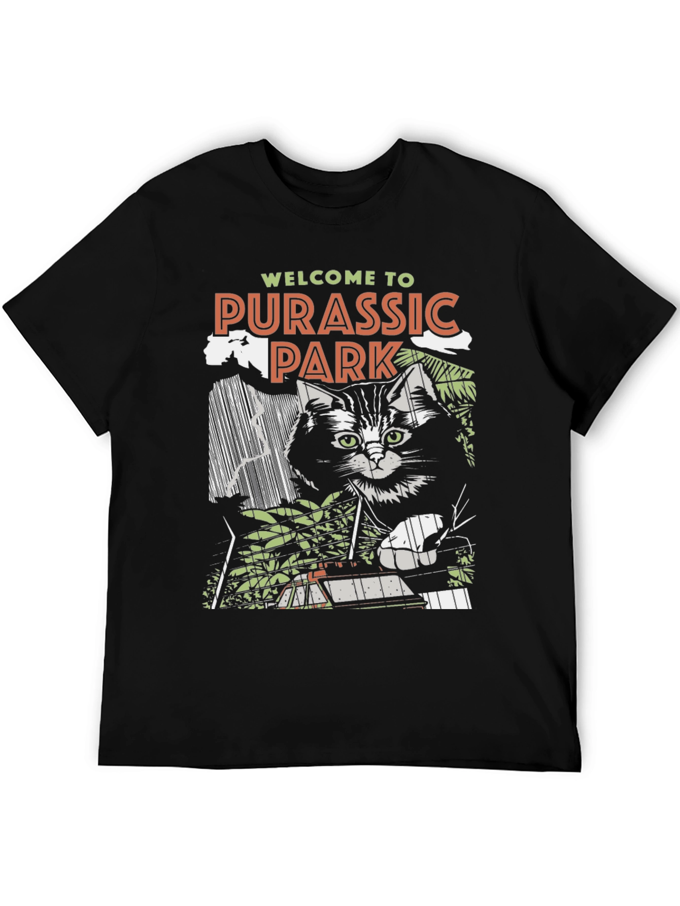 Purassic Park Black Graphic T-Shirt - Cat Lover Tee
