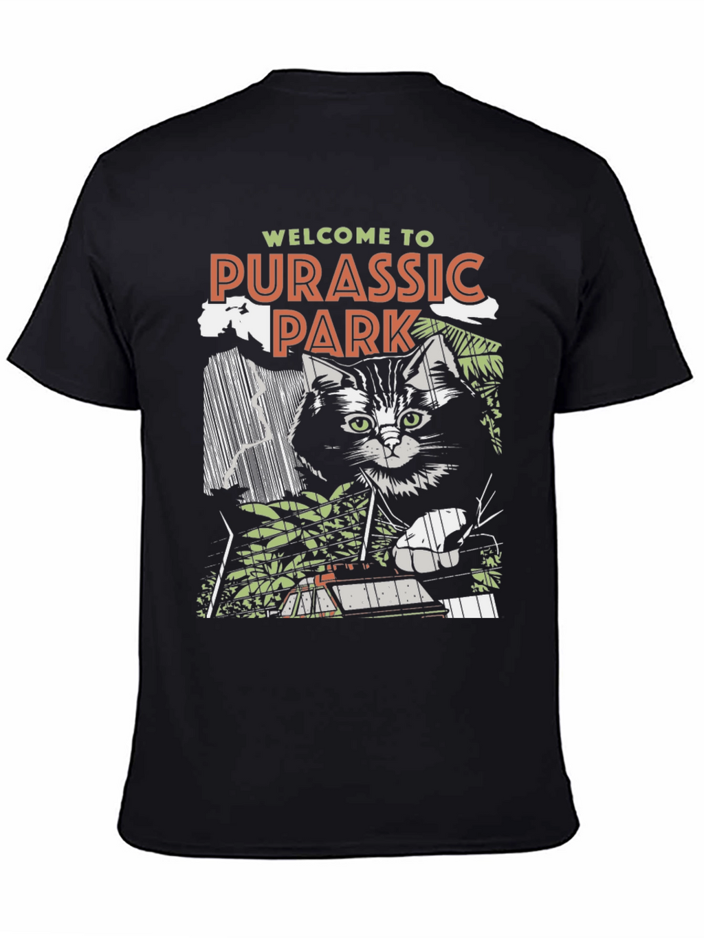 Purassic Park Black Graphic T-Shirt - Cat Lover Tee
