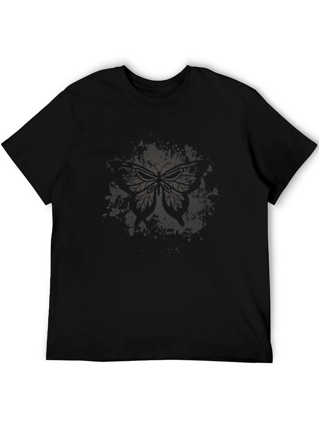 Mens Black Graphic Tee - Abstract Tree Design