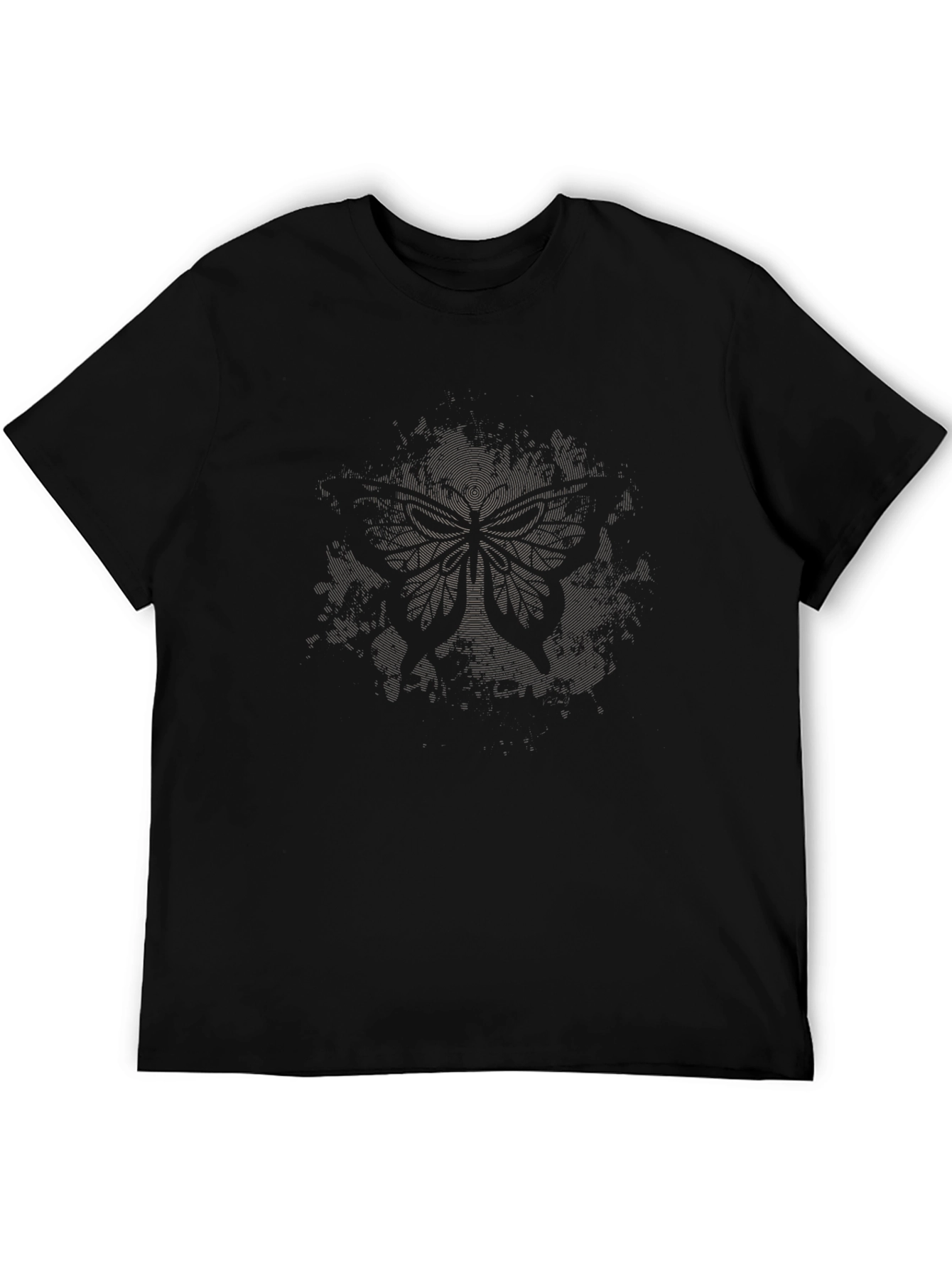 Mens Black Graphic Tee - Abstract Tree Design