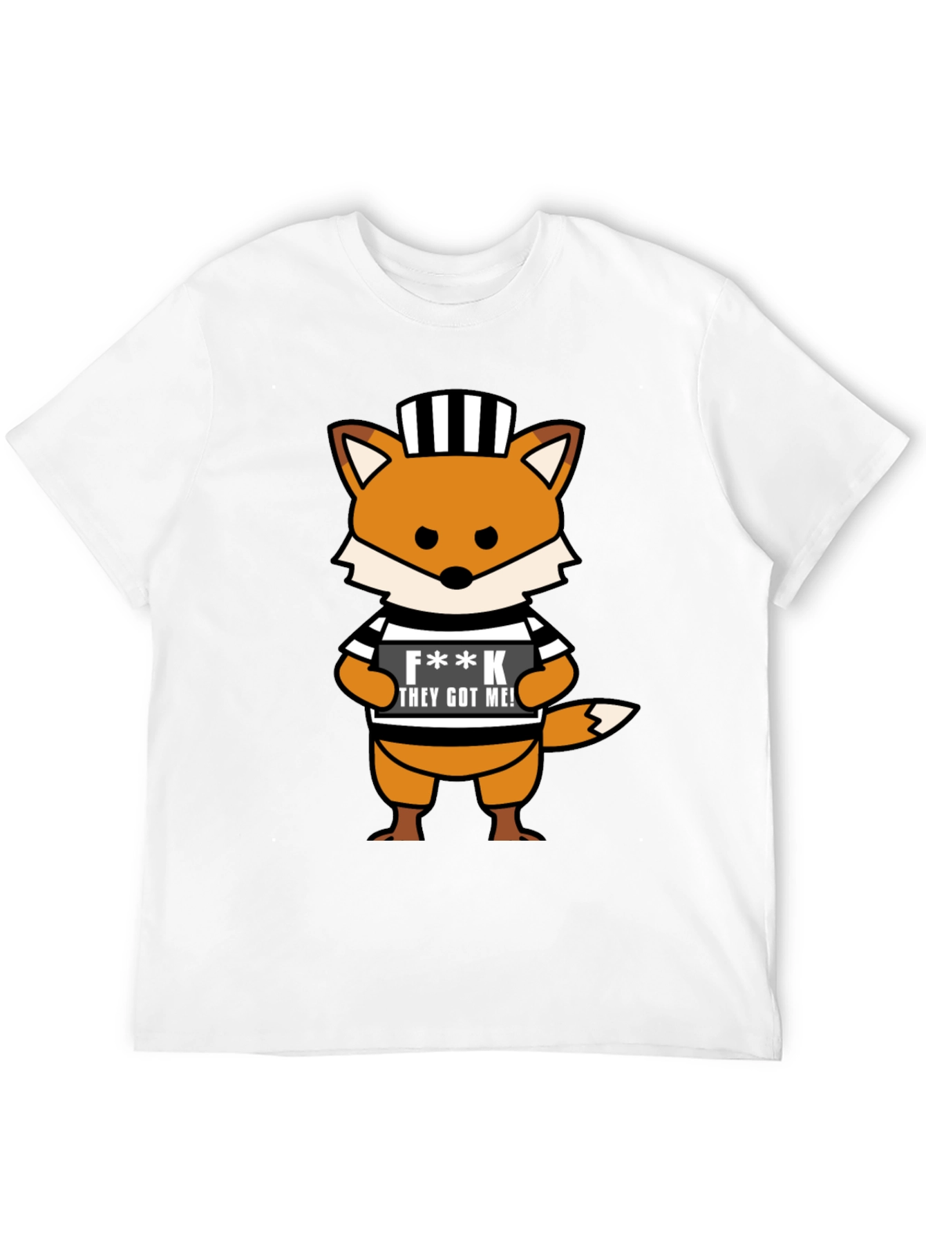 Cartoon Fox Prisoner Graphic T-Shirt