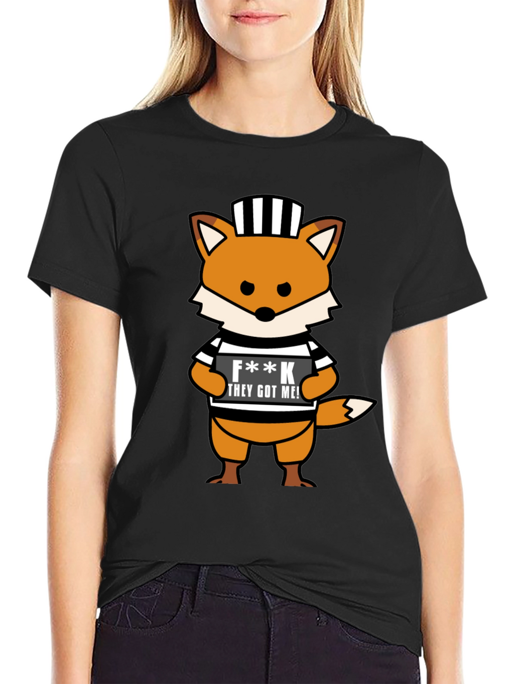 Cartoon Fox Prisoner Graphic T-Shirt