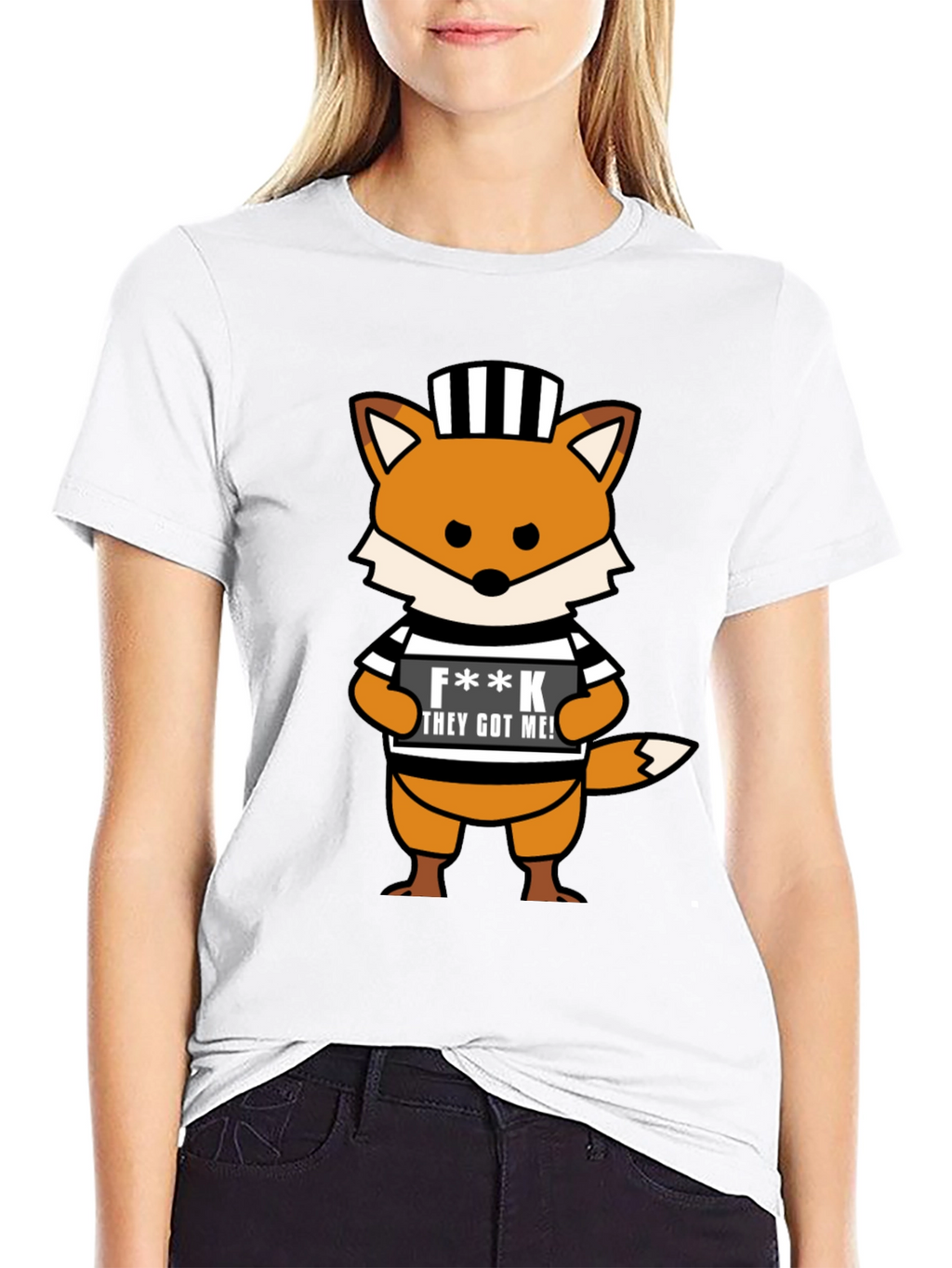 Cartoon Fox Prisoner Graphic T-Shirt