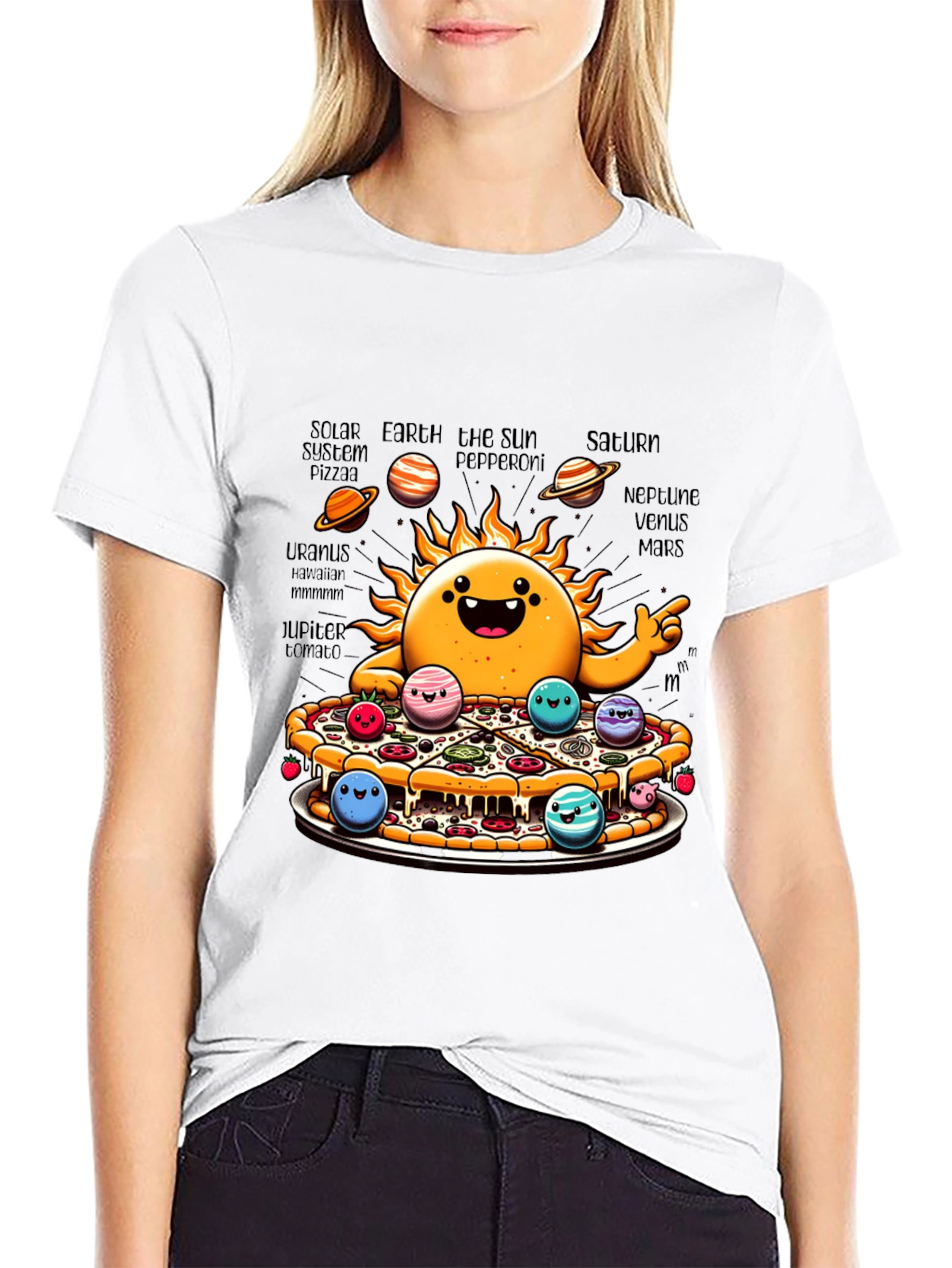 Solar System Pizza Funny Graphic Tee
