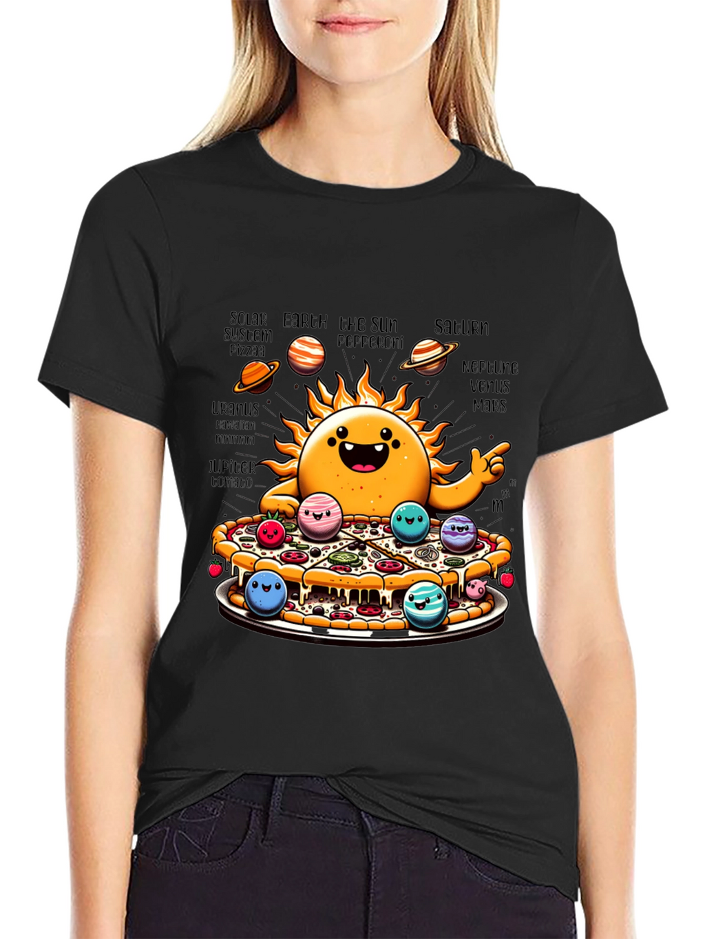 Solar System Pizza Funny Graphic Tee
