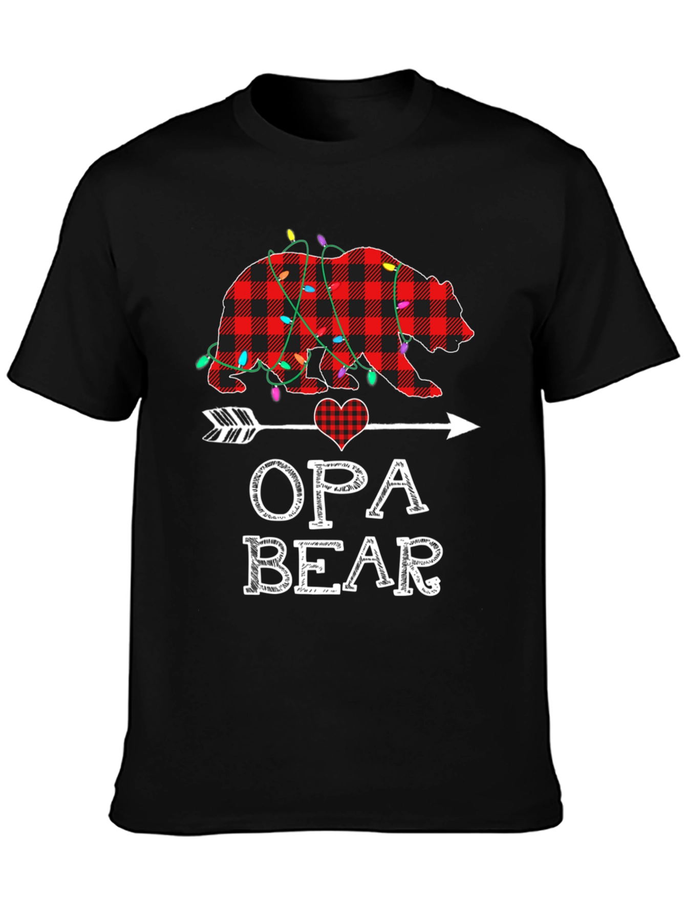 Opa Bear Plaid Christmas Lights T-Shirt