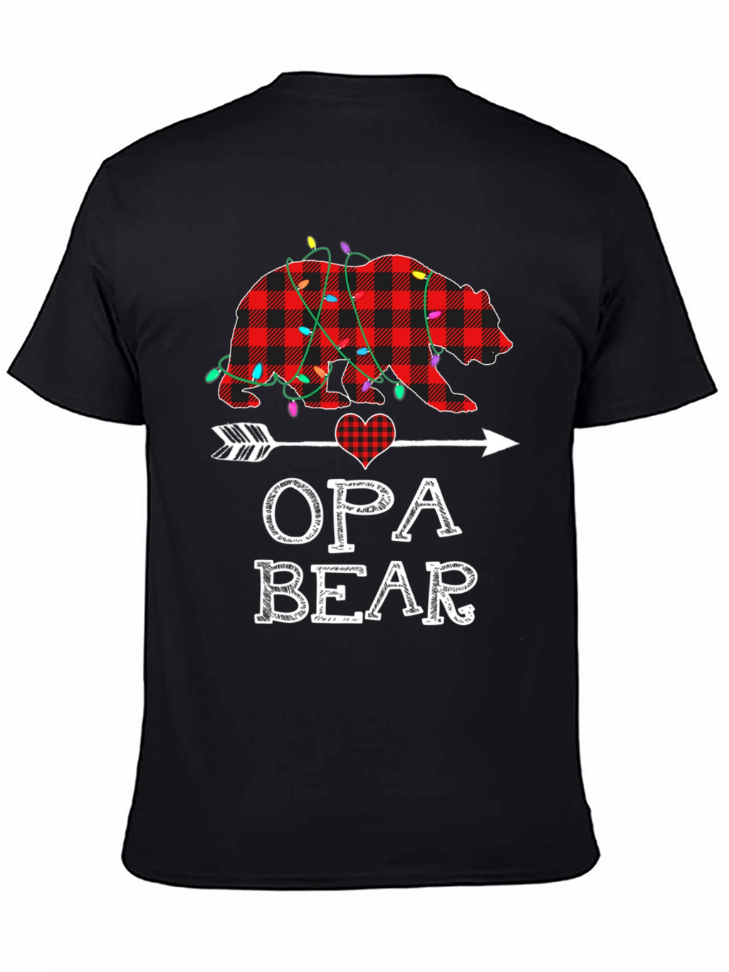 Opa Bear Plaid Christmas Lights T-Shirt