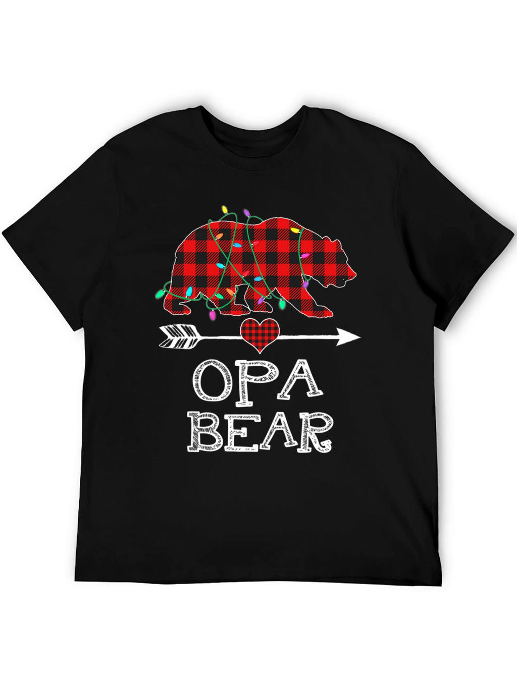 Opa Bear Plaid Christmas Lights T-Shirt