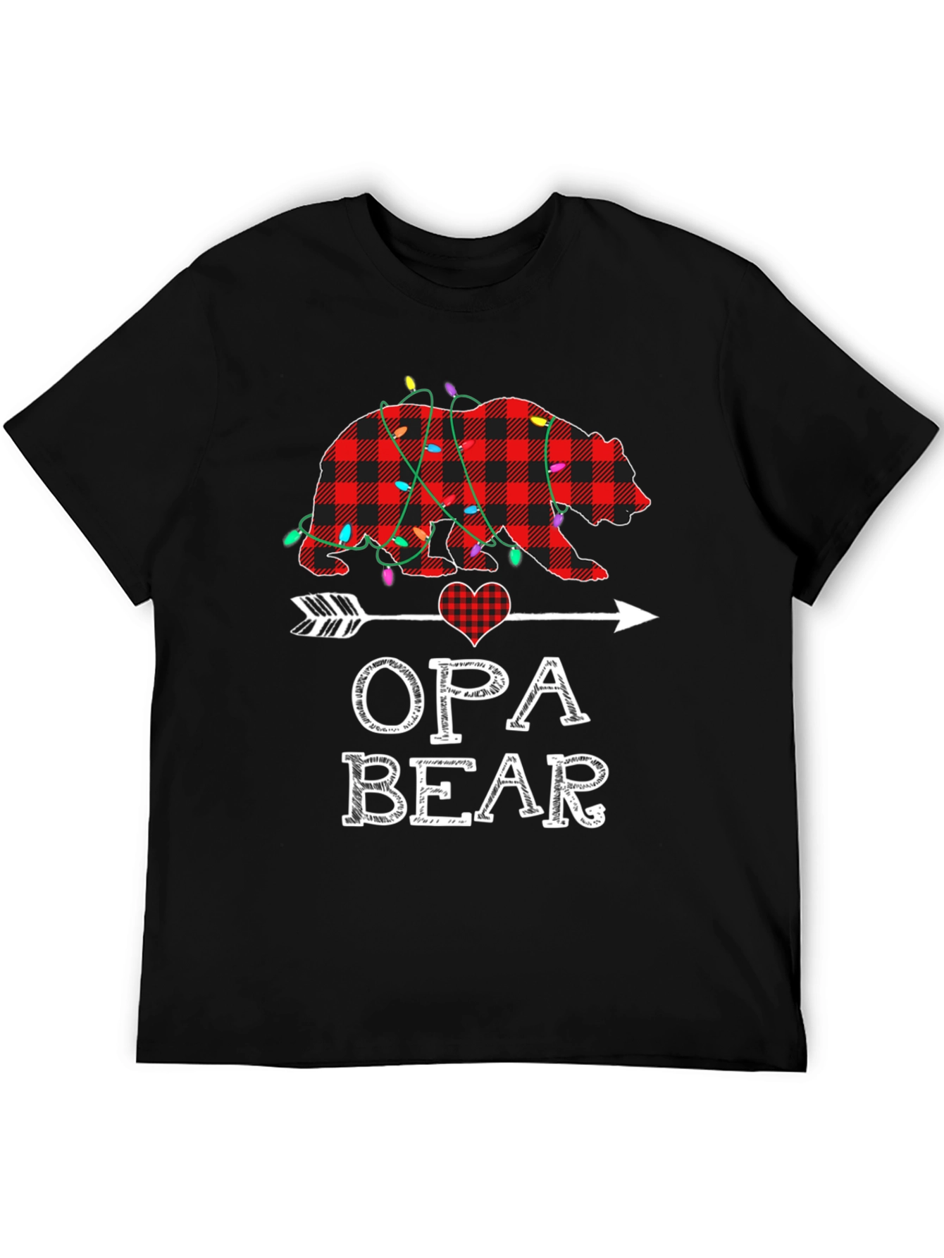 Opa Bear Plaid Christmas Lights T-Shirt