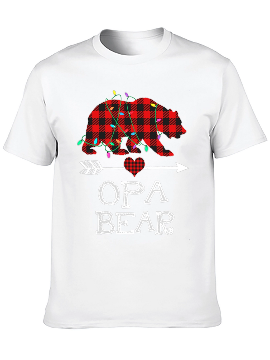 Opa Bear Plaid Christmas Lights T-Shirt