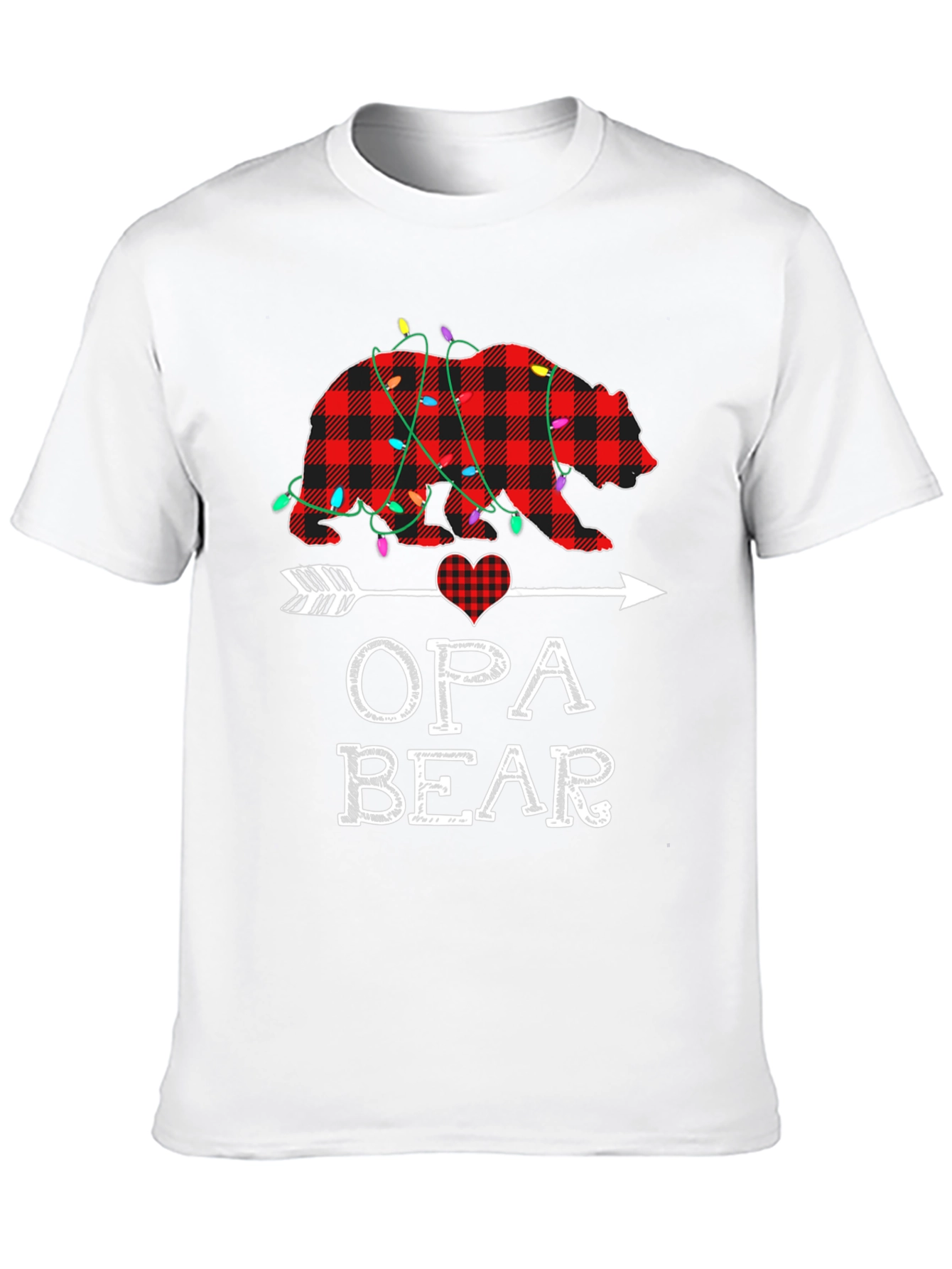 Opa Bear Plaid Christmas Lights T-Shirt