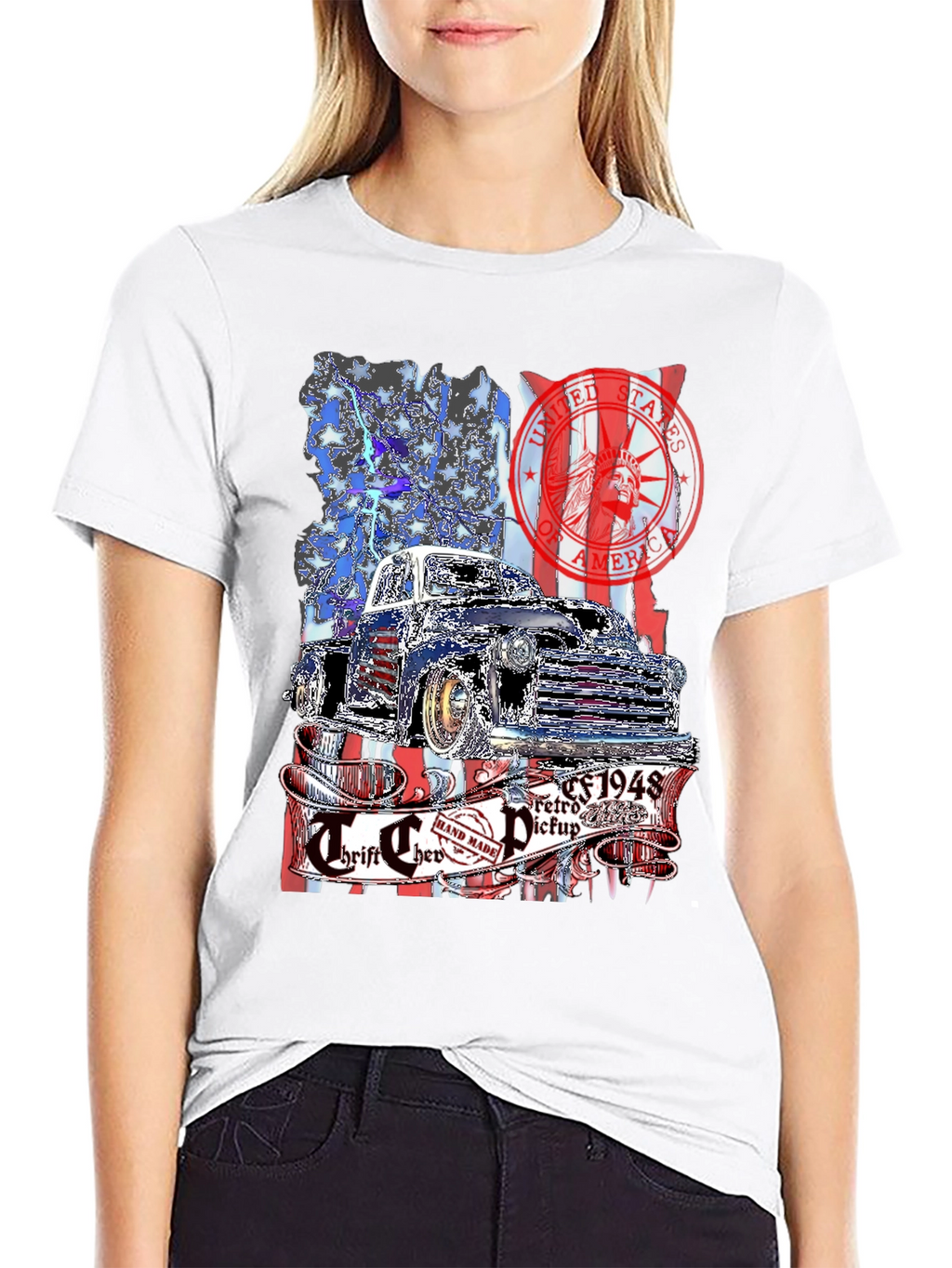 Retro 1948 Truck T-Shirt - Patriotic Design