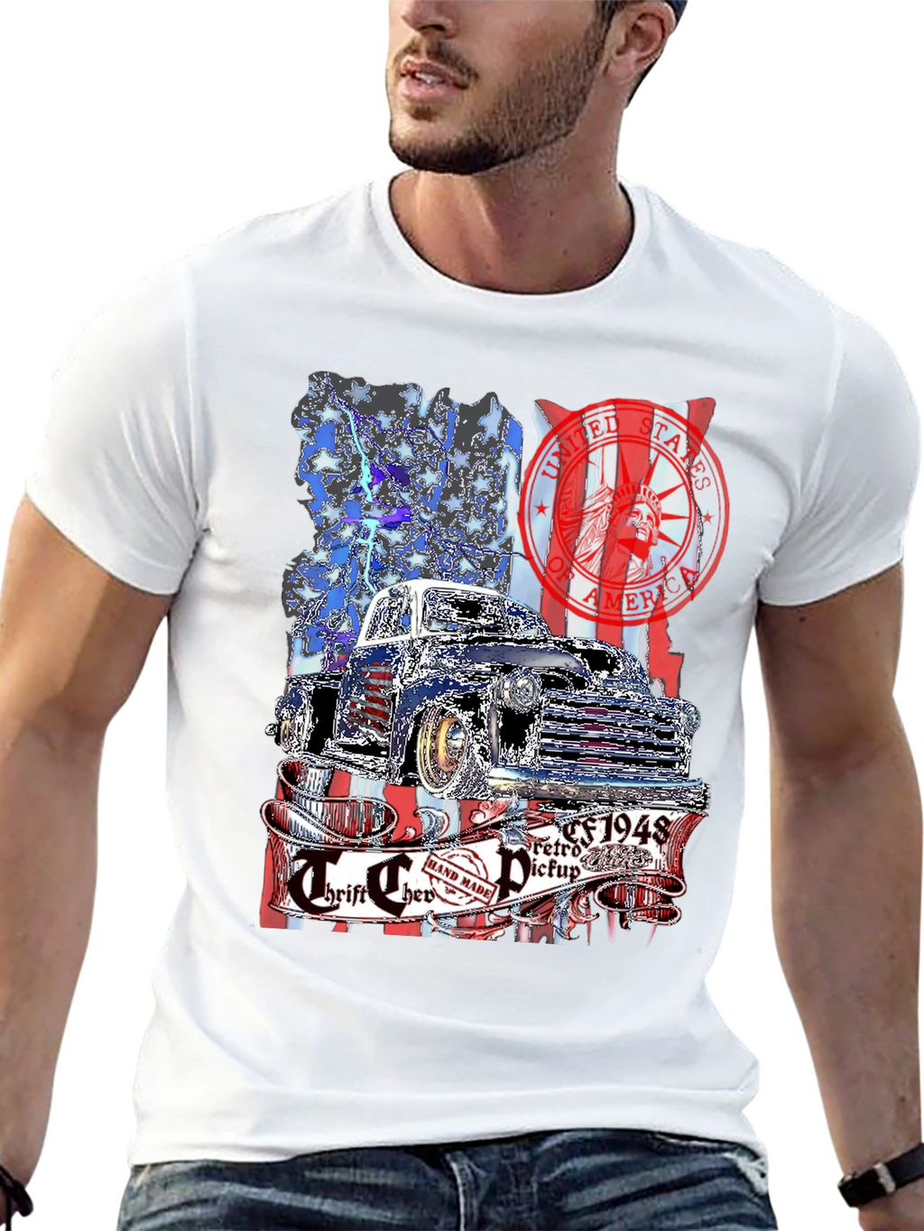 Retro 1948 Truck T-Shirt - Patriotic Design