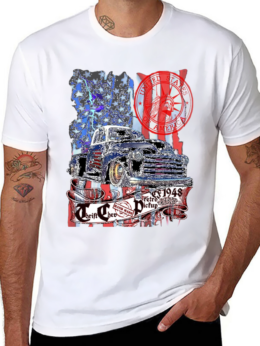 Retro 1948 Truck T-Shirt - Patriotic Design
