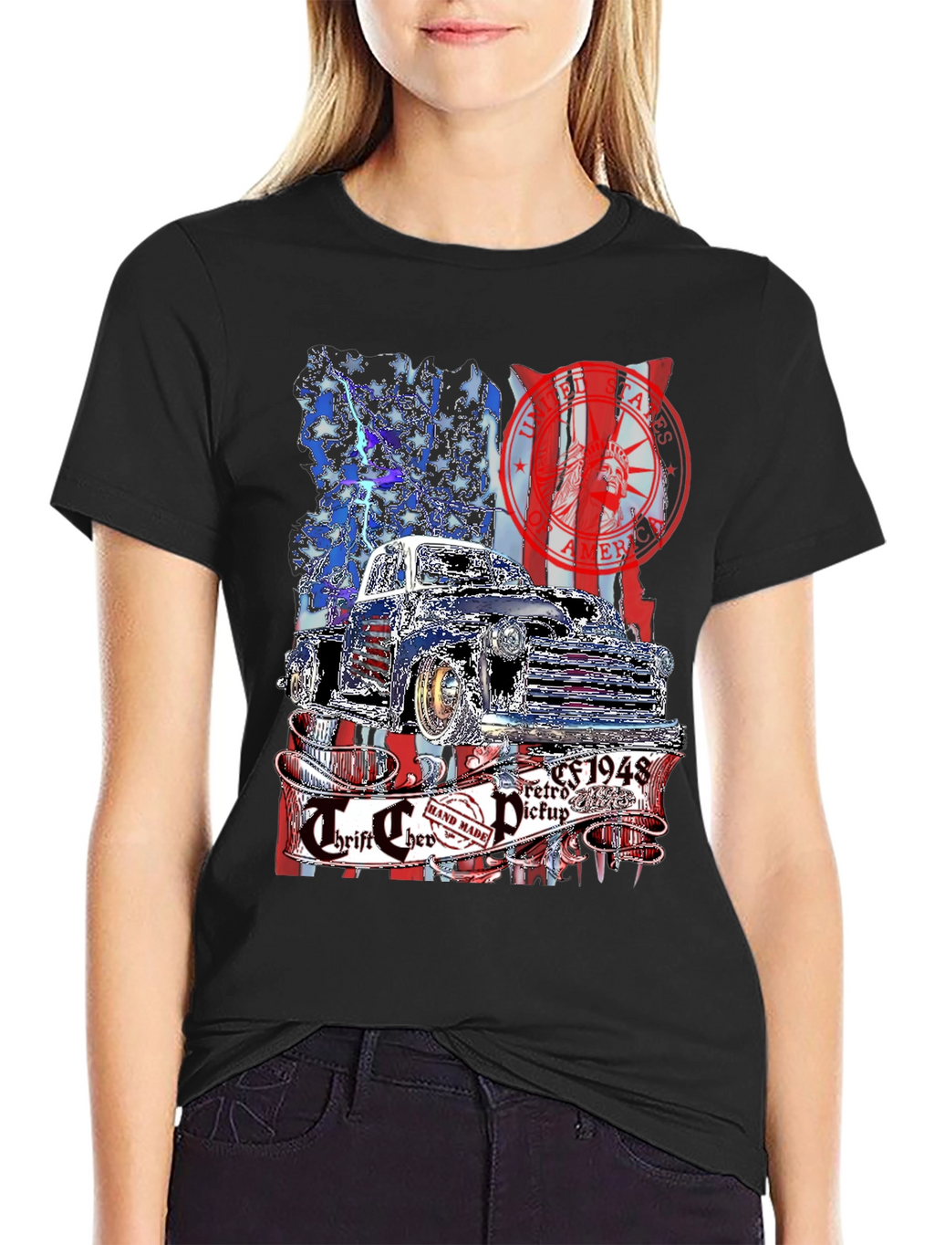 Retro 1948 Truck T-Shirt - Patriotic Design
