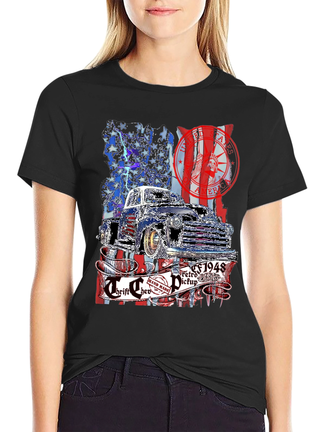 Retro 1948 Truck T-Shirt - Patriotic Design
