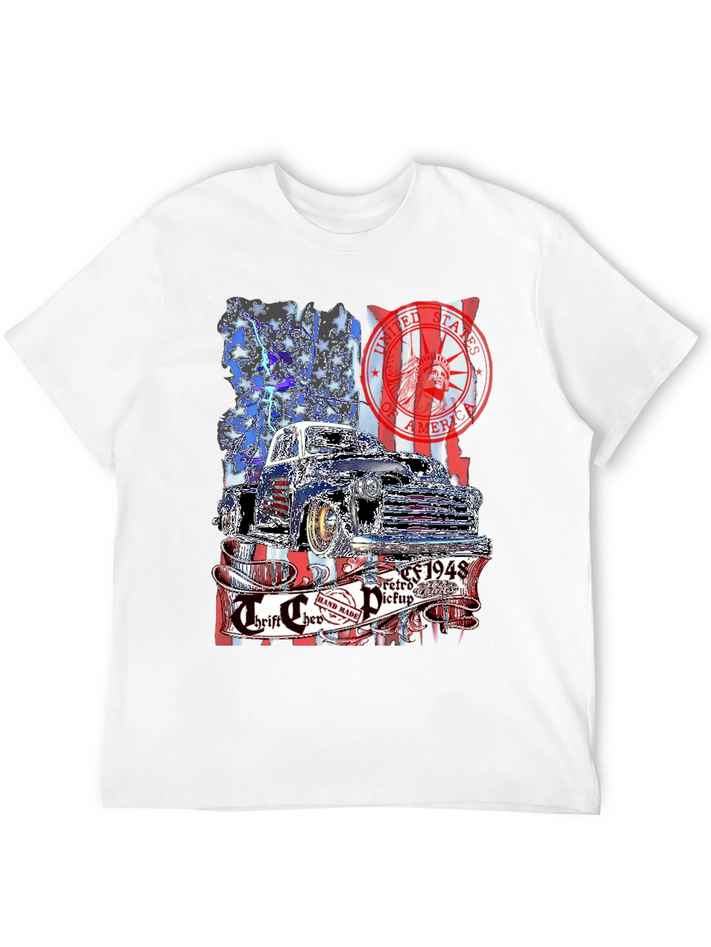 Retro 1948 Truck T-Shirt - Patriotic Design