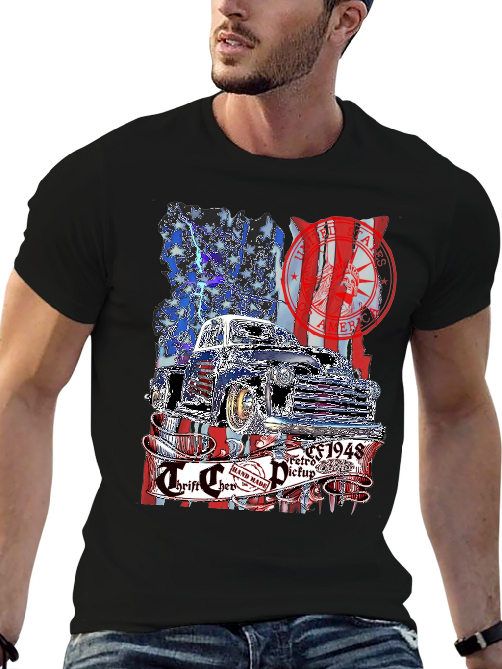 Retro 1948 Truck T-Shirt - Patriotic Design