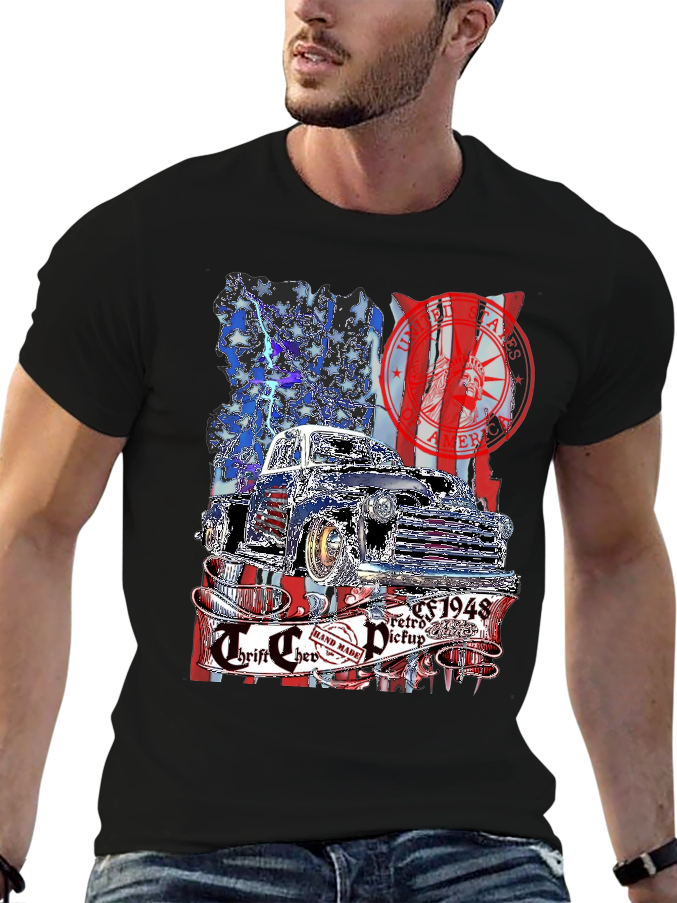 Retro 1948 Truck T-Shirt - Patriotic Design