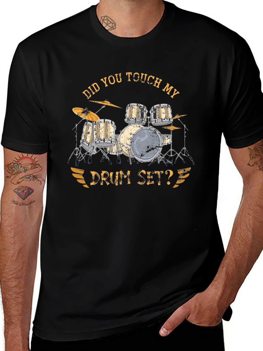 Drum Set Graphic T-Shirt - Funny Music Tee