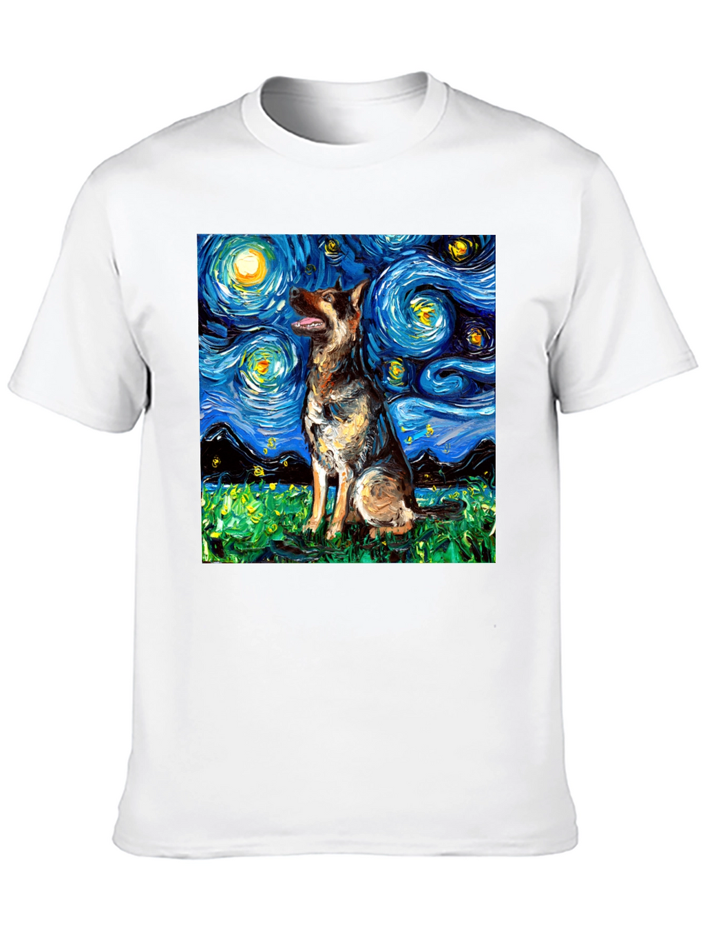 Starry Dog Art T-Shirt - Unique Graphic Tee