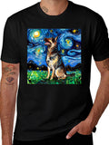 Starry Dog Art T-Shirt - Unique Graphic Tee
