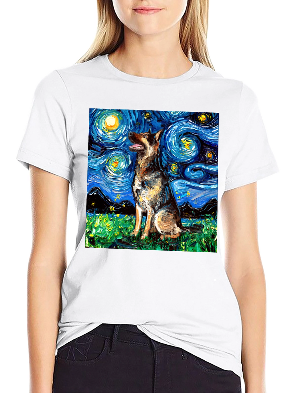 Starry Dog Art T-Shirt - Unique Graphic Tee